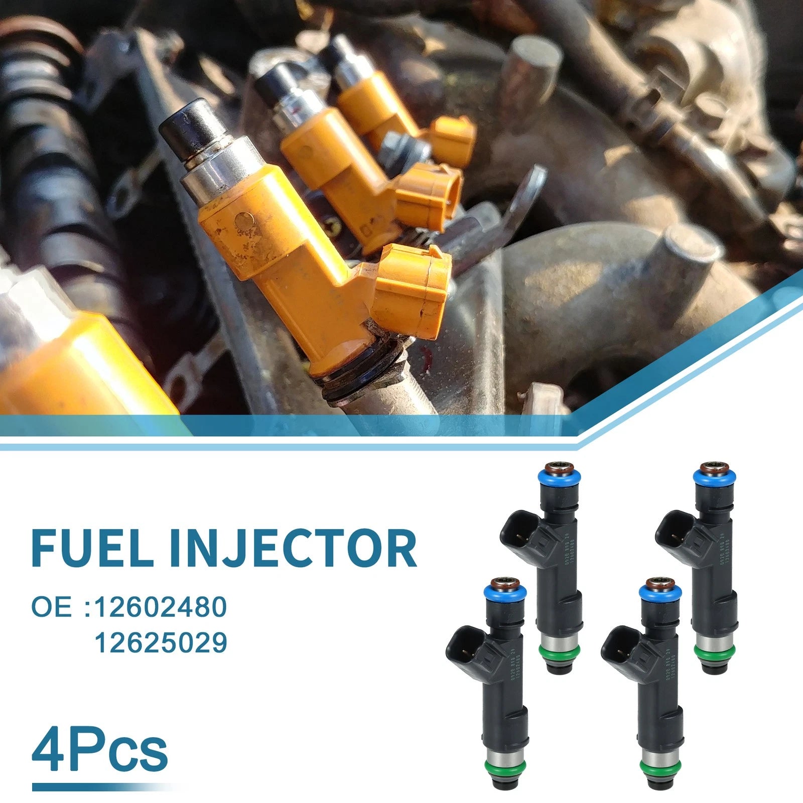 Set of 4 Fuel Injectors No. 12602480 for Chevrolet Malibu 2008–2010 2.4L
