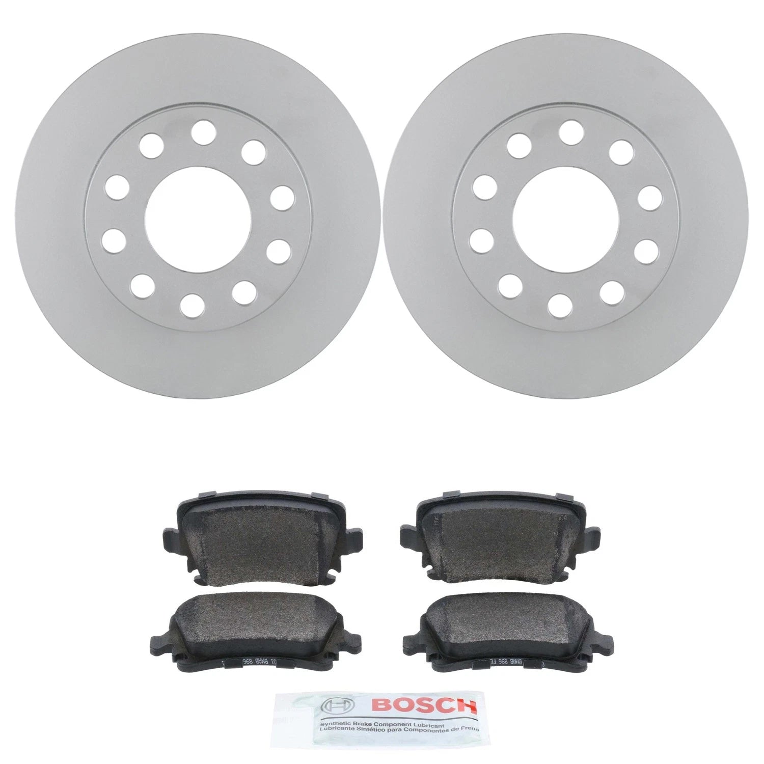 Bosch Rear Disc Brake Rotors & Ceramic Brake Pads Kit for Audi A4 (2005)