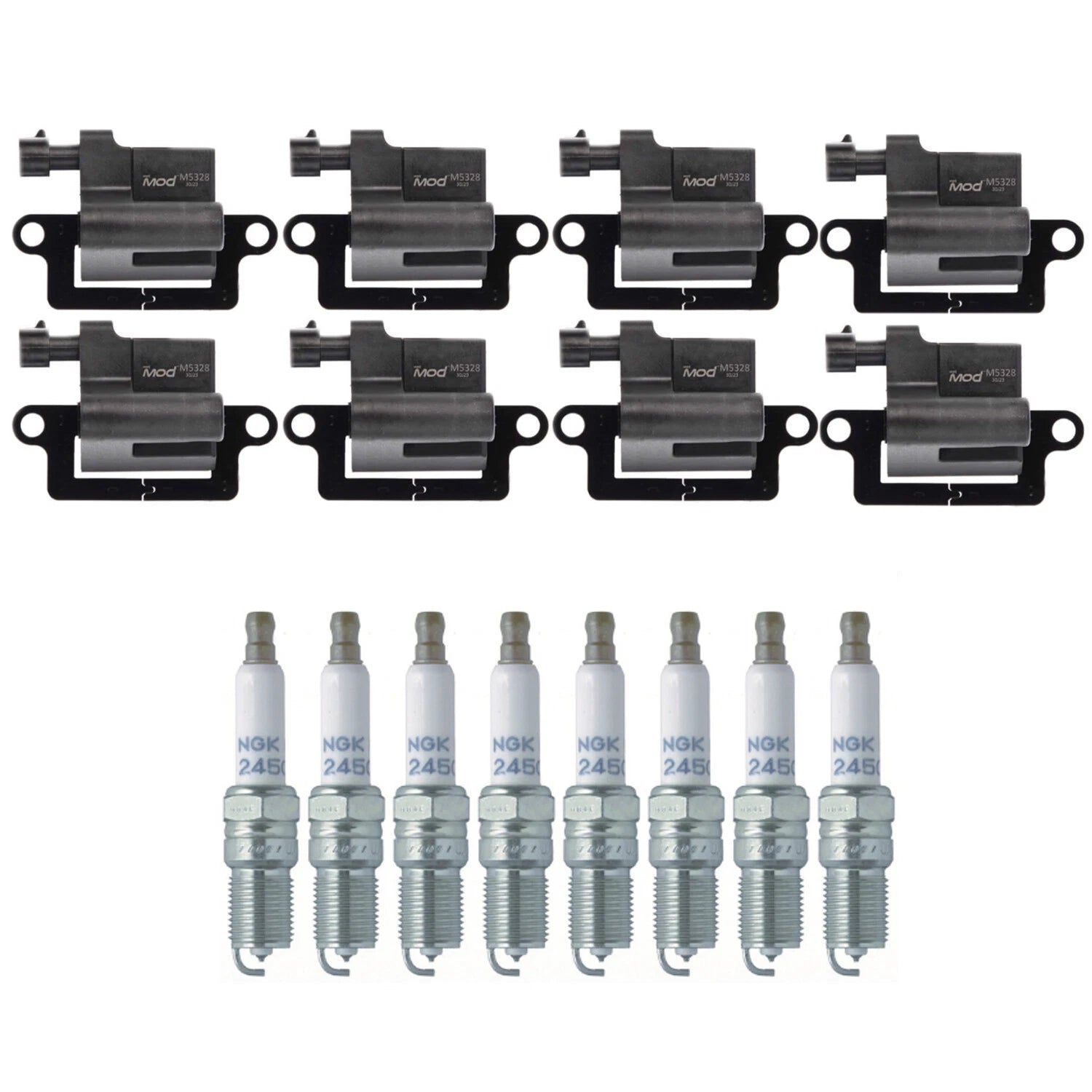 NGK 8 MOD Ignition Coils & Laser Platinum Spark Plugs for Chevy GMC Hummer (V8)