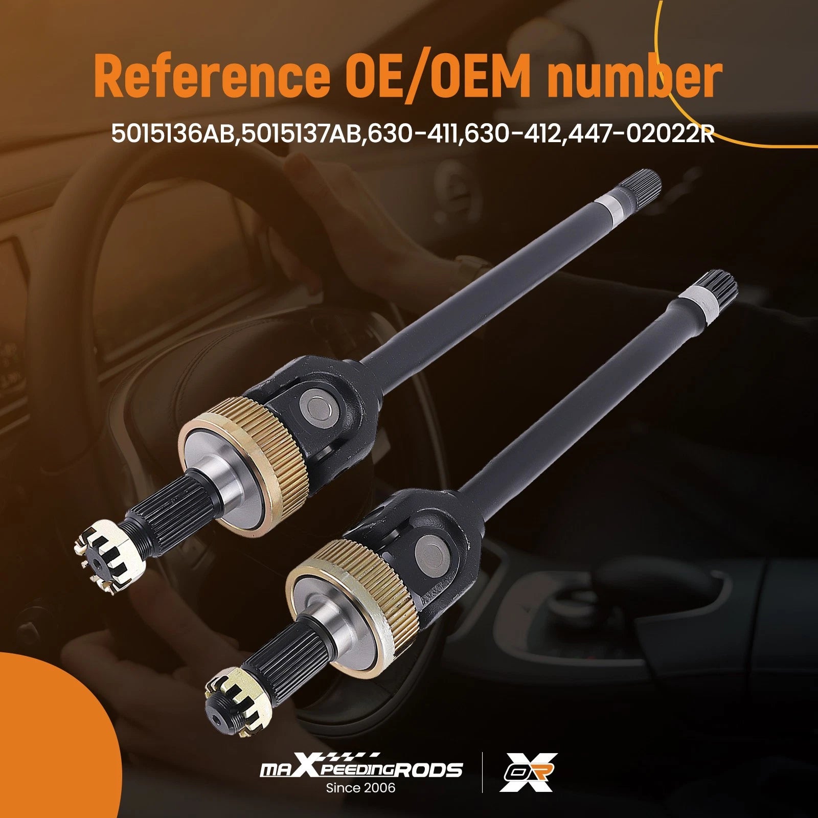 2X Front Left + Right Axle Shafts for Dodge Ram 1500 2500 Dana 44 (1994–2001)