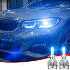 2PCS Super Bright Ice Blue H7 COB LED Headlight Bulb Kit for Hi/Lo Beam (8000K)
