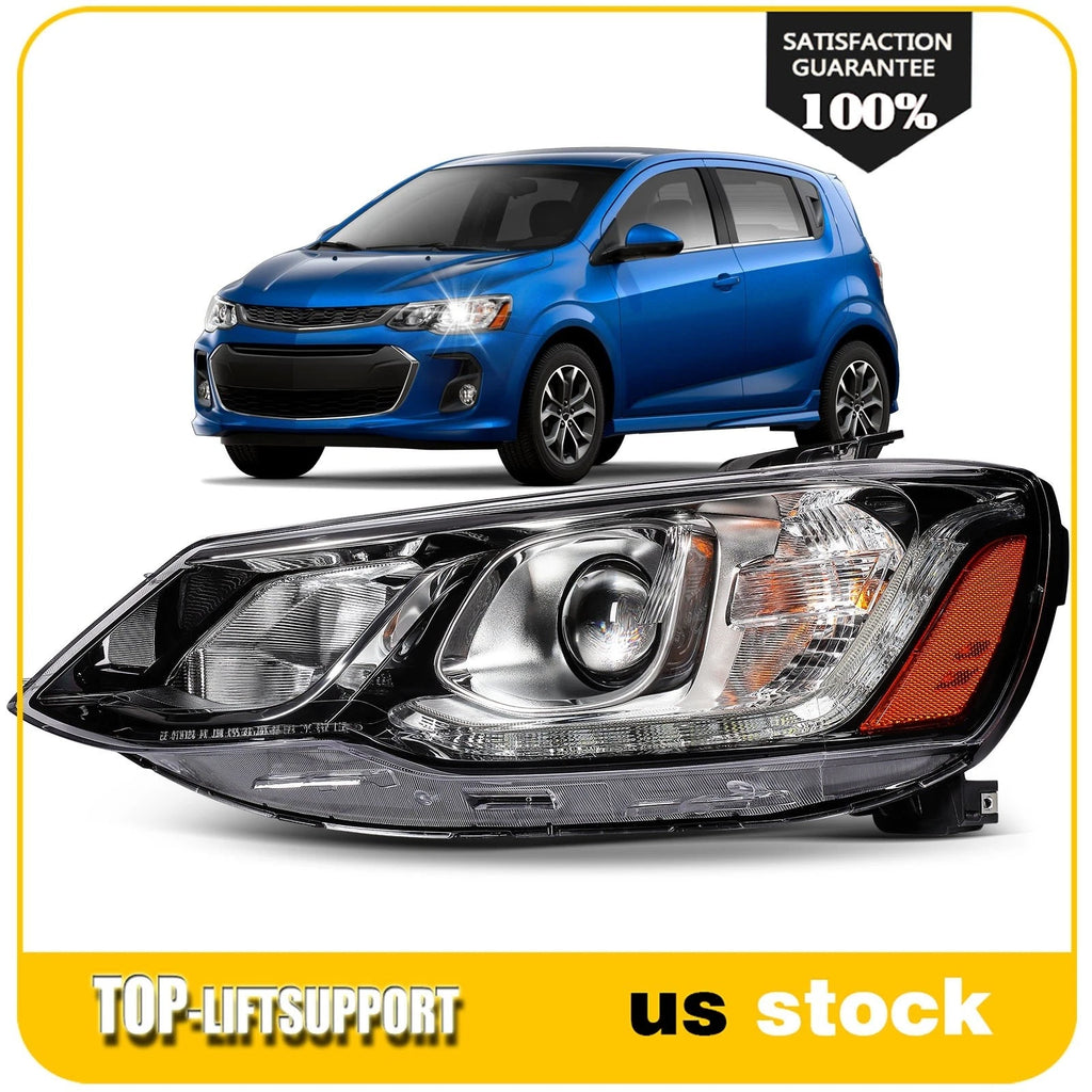 Left Driver Black Headlight with Bulbs for Chevrolet Sonic (2017–2020)