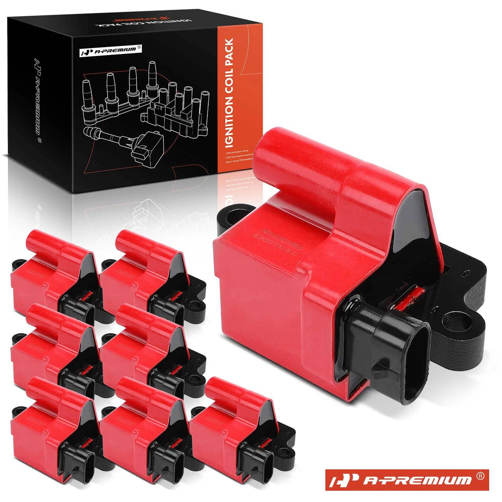 8x Red Ignition Coil for Chevy Silverado 1500/2500 (1999–2006)