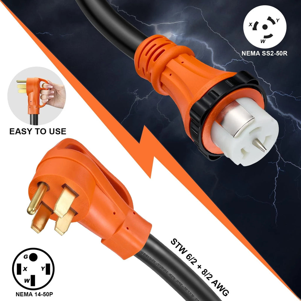 50A Extension Cord with Inlet Box for RV Camper (20 FT)
