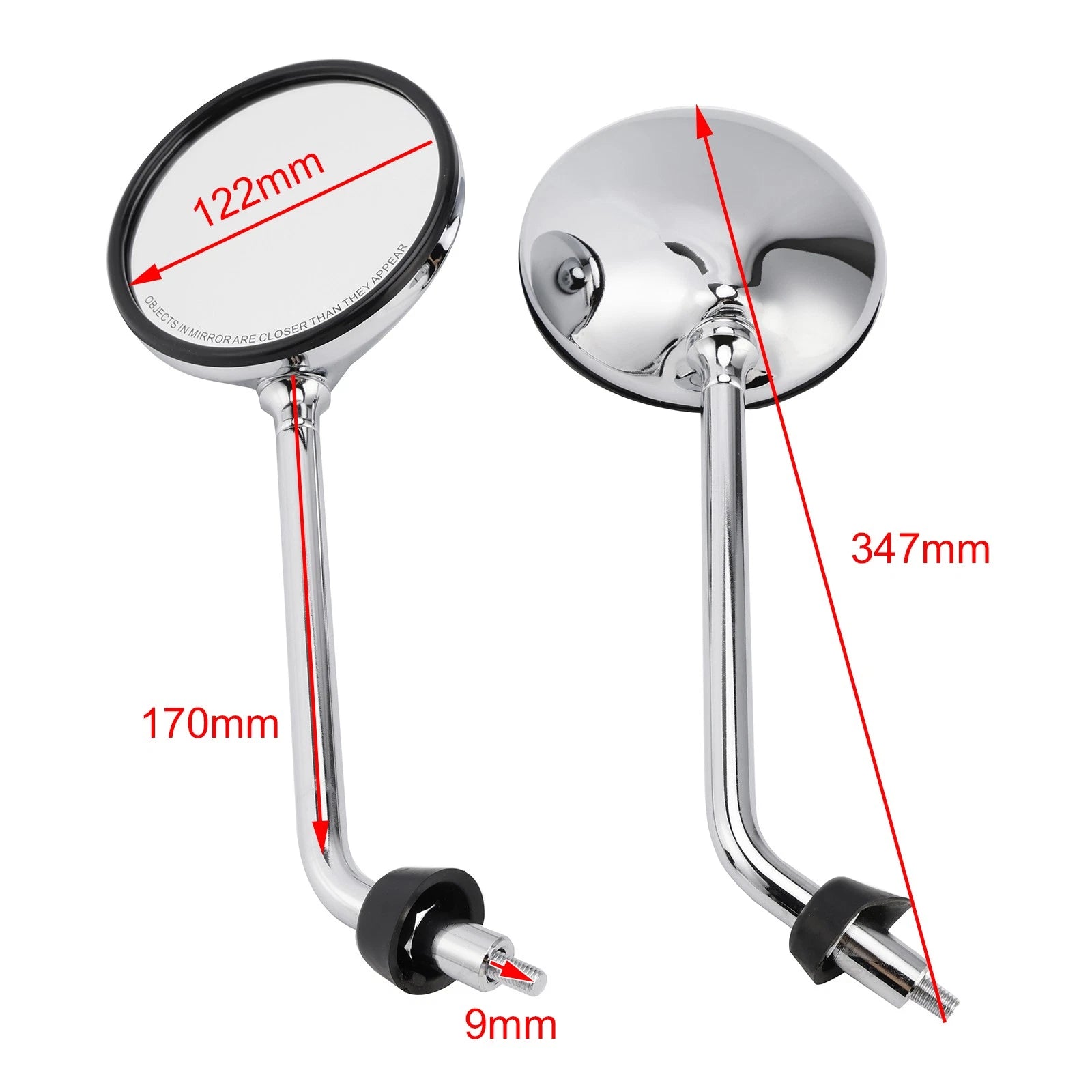 Set of 2 Chrome Rear View Mirrors for Piaggio Vespa LX 50 125 150 (2006–2018)