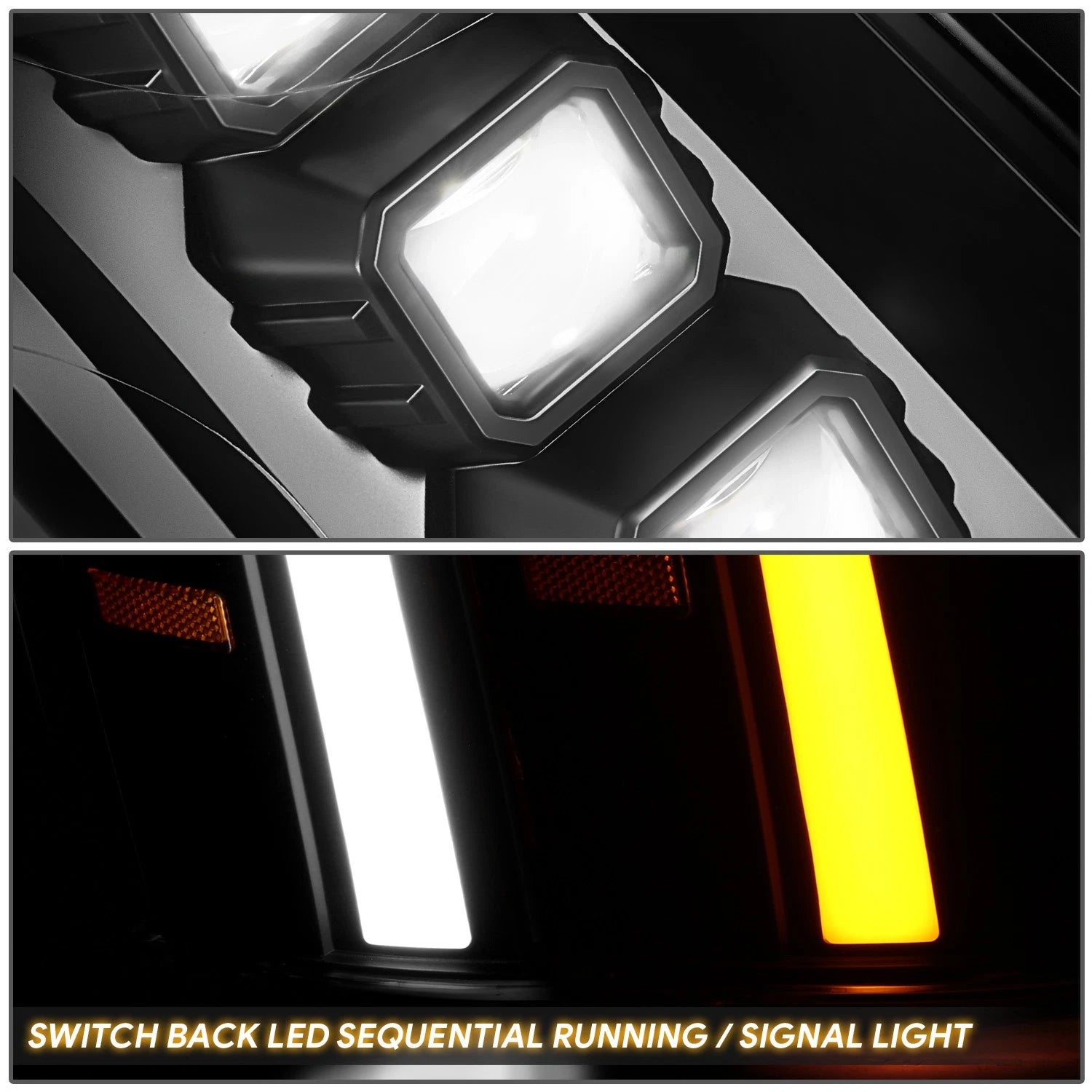 Quad Projector LED Switchback Headlights for Cadillac Escalade ESV EXT (2007–2014)