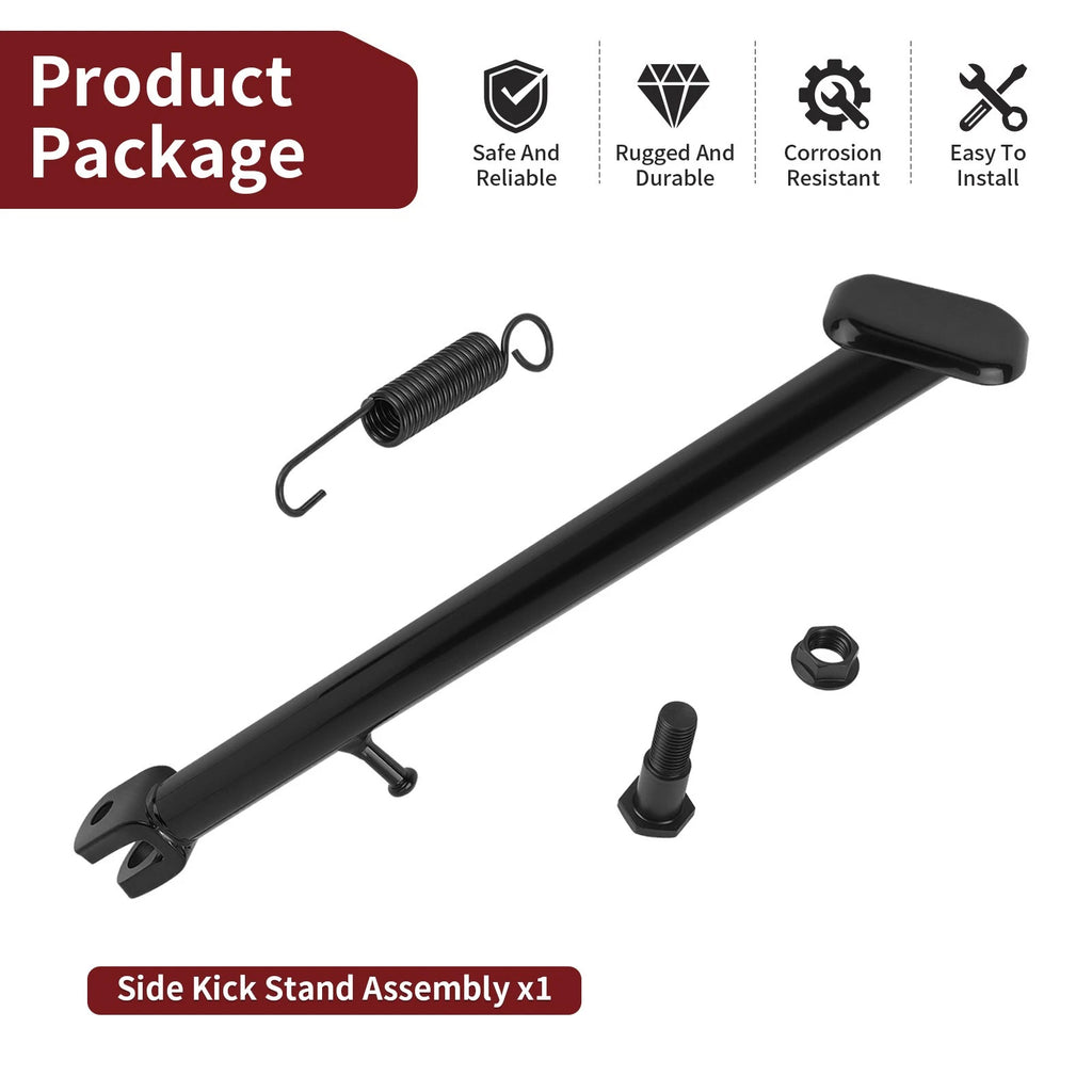 Side Kick Stand Assembly w/ Spring Bolt for Honda CRF100F XR100R (2004–2013, 1985–2003)