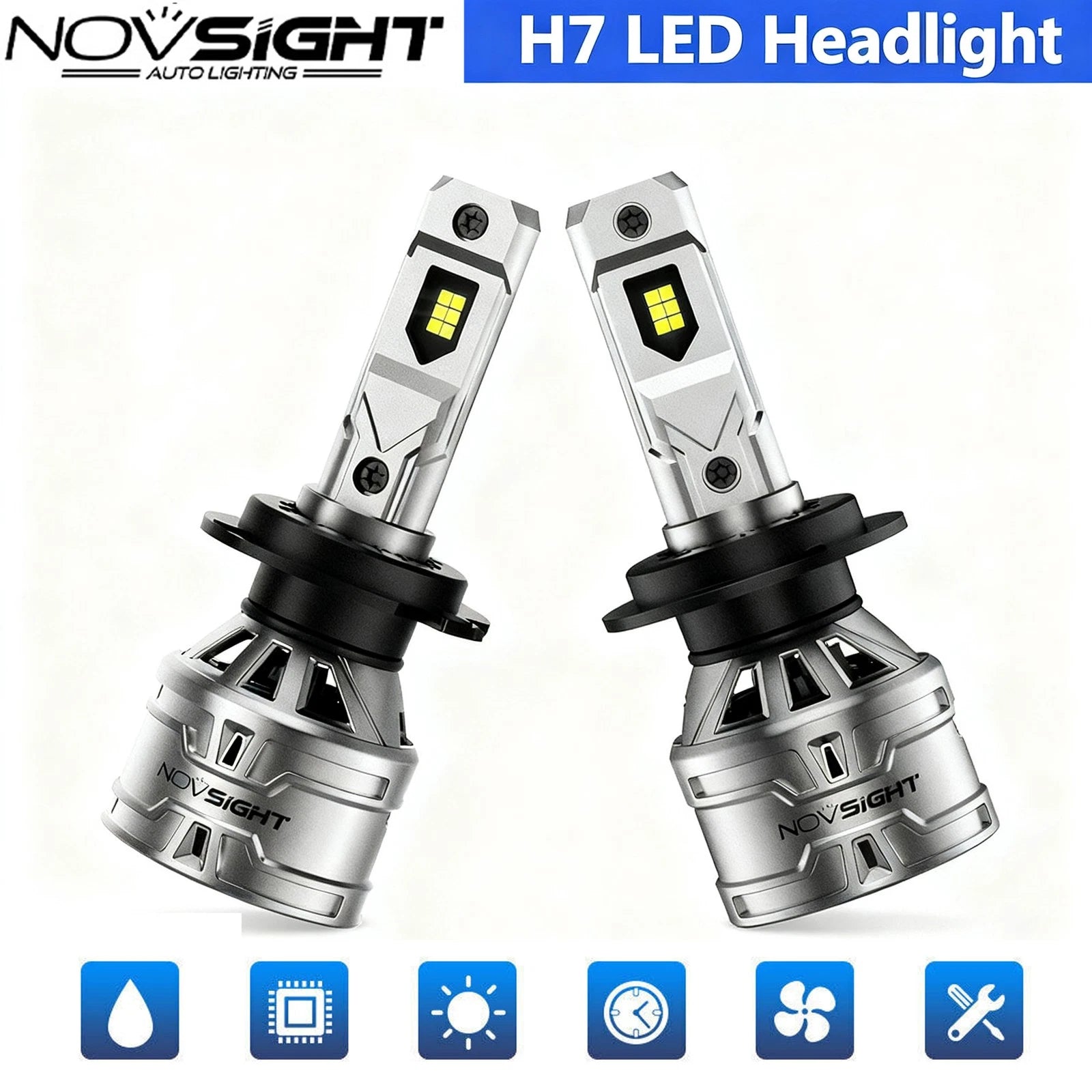 2X H7 LED Headlight Bulbs Kit for