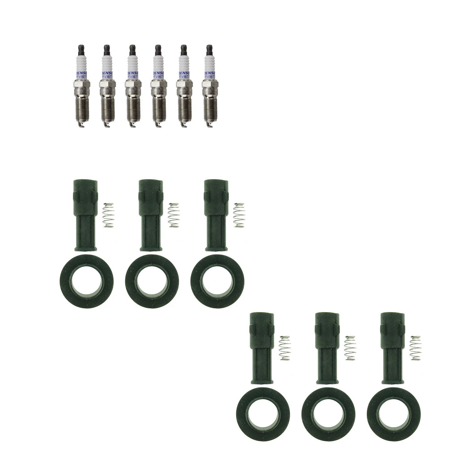 Denso 6 Platinum TT Spark Plugs & NGK Ignition Coil Boots Kit for CTS SRX STS (2003–2011)