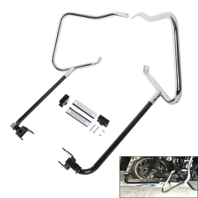 Chrome/Black Saddlebags Guards Crash Bars for Harley Touring Road King (2014–2024)