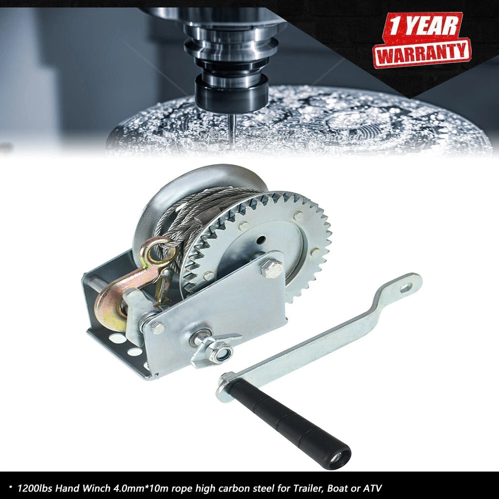 Hand Winch with 10m Rope for Trailer Boat ATV (1200lbs)