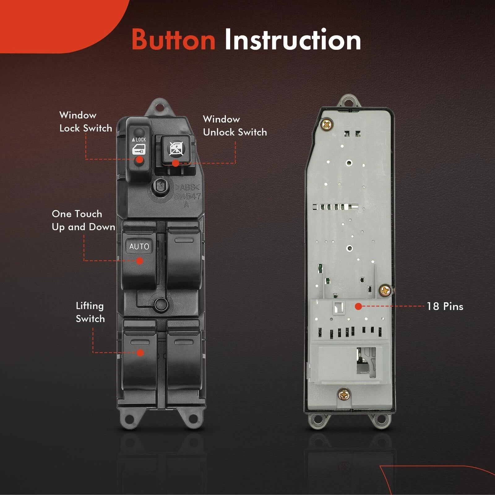 Front Left Power Window Switch for Toyota Prius (2004-2009)