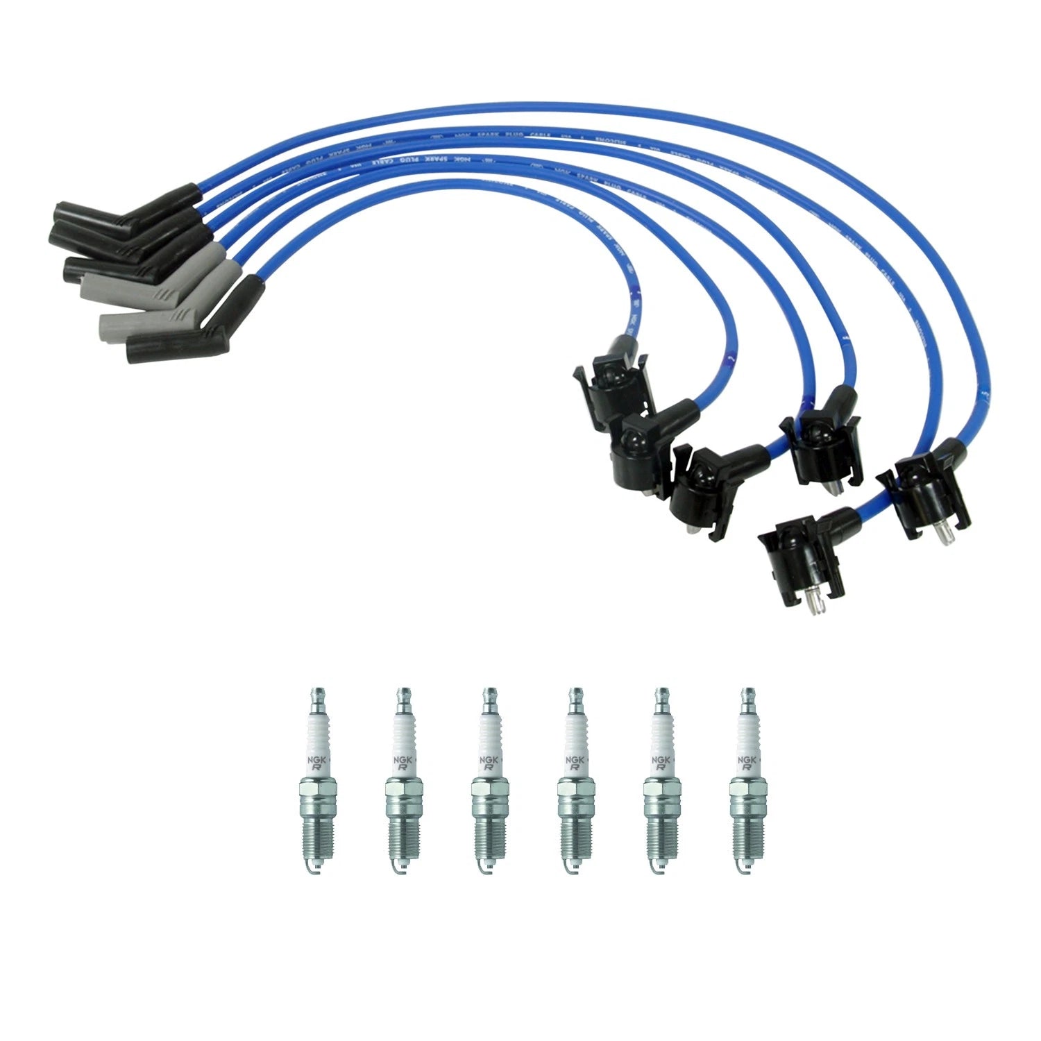 NGK Wire Set & 6 V-Power Spark Plugs for Ford Ranger Mazda B3000 (1998–2009)