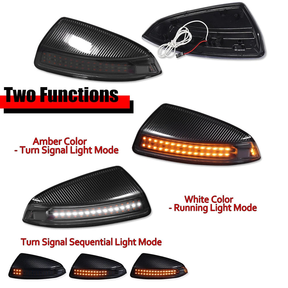 2X Smoke Switchback LED Mirror Signal Lights for Benz C-Class (2008–2014)
