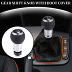 6 Speed Manual Shift Knob for Audi A4 S4 B8 (2009–2016) Plastic Faux Leather Silver Tone