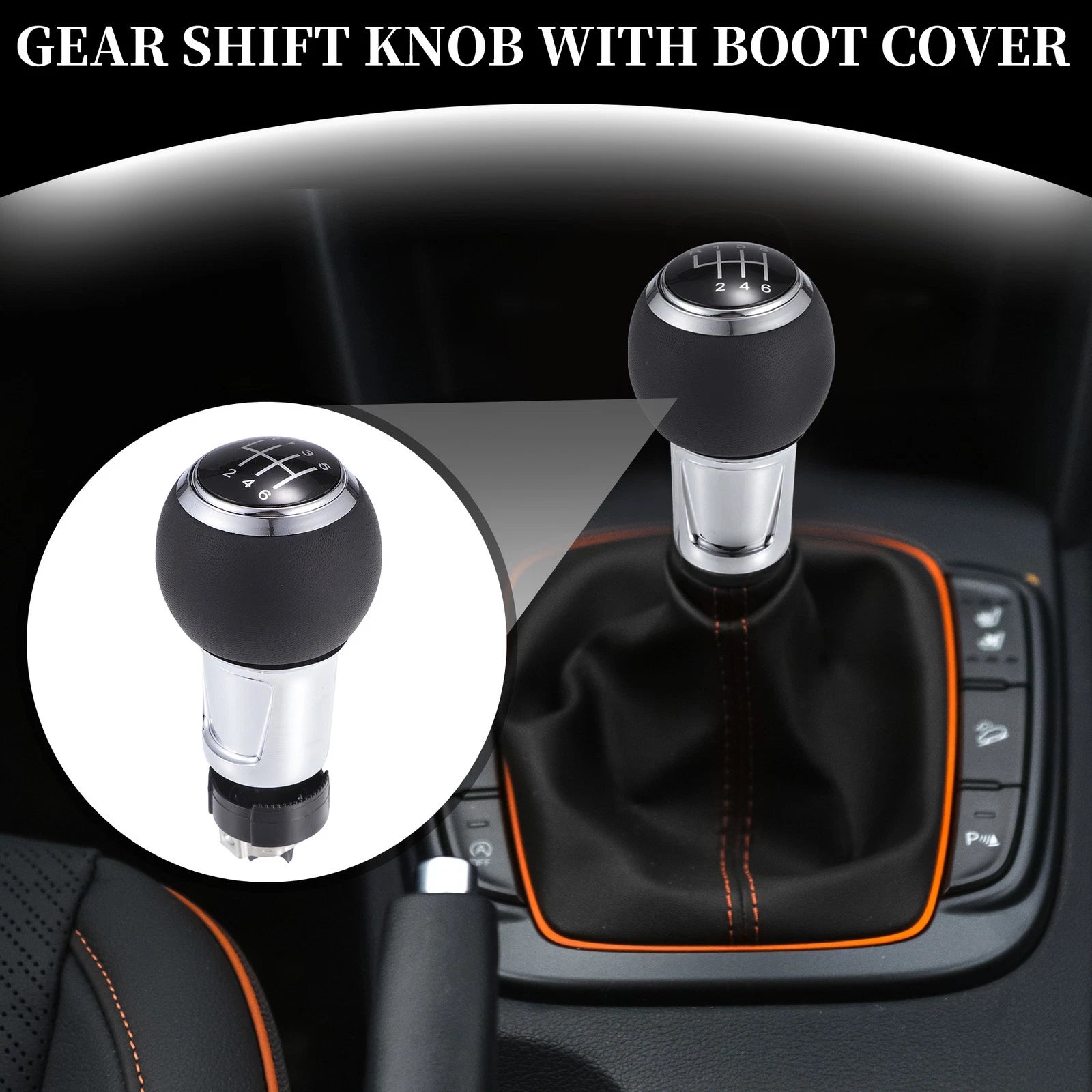 6 Speed Manual Shift Knob for Audi A4 S4 B8 (2009–2016) Plastic Faux Leather Silver Tone