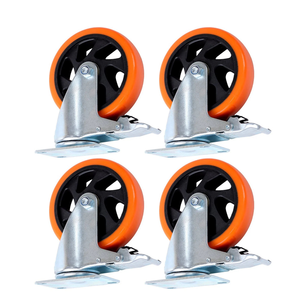 Set of 4 Heavy Duty 5" Swivel Caster Wheels with Dual Locking