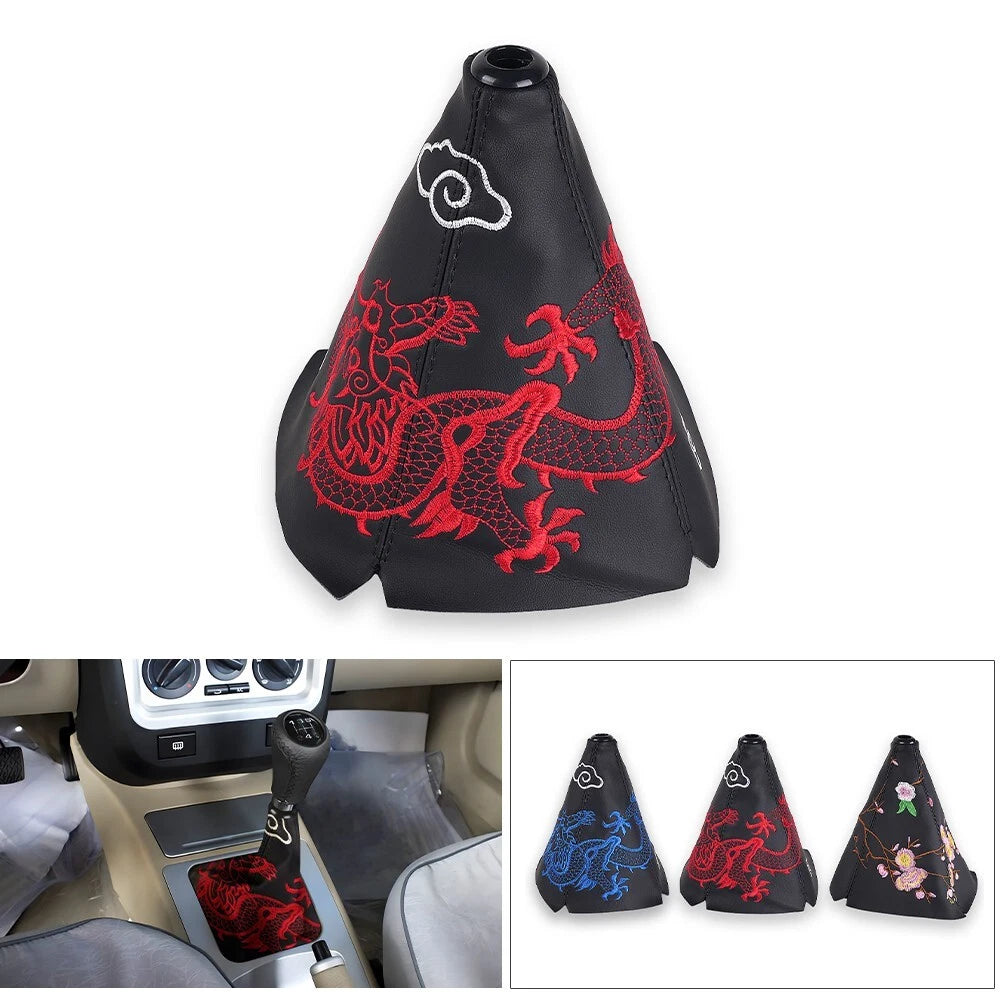 Leather Shift Knob Cover for Car with Black Stitches