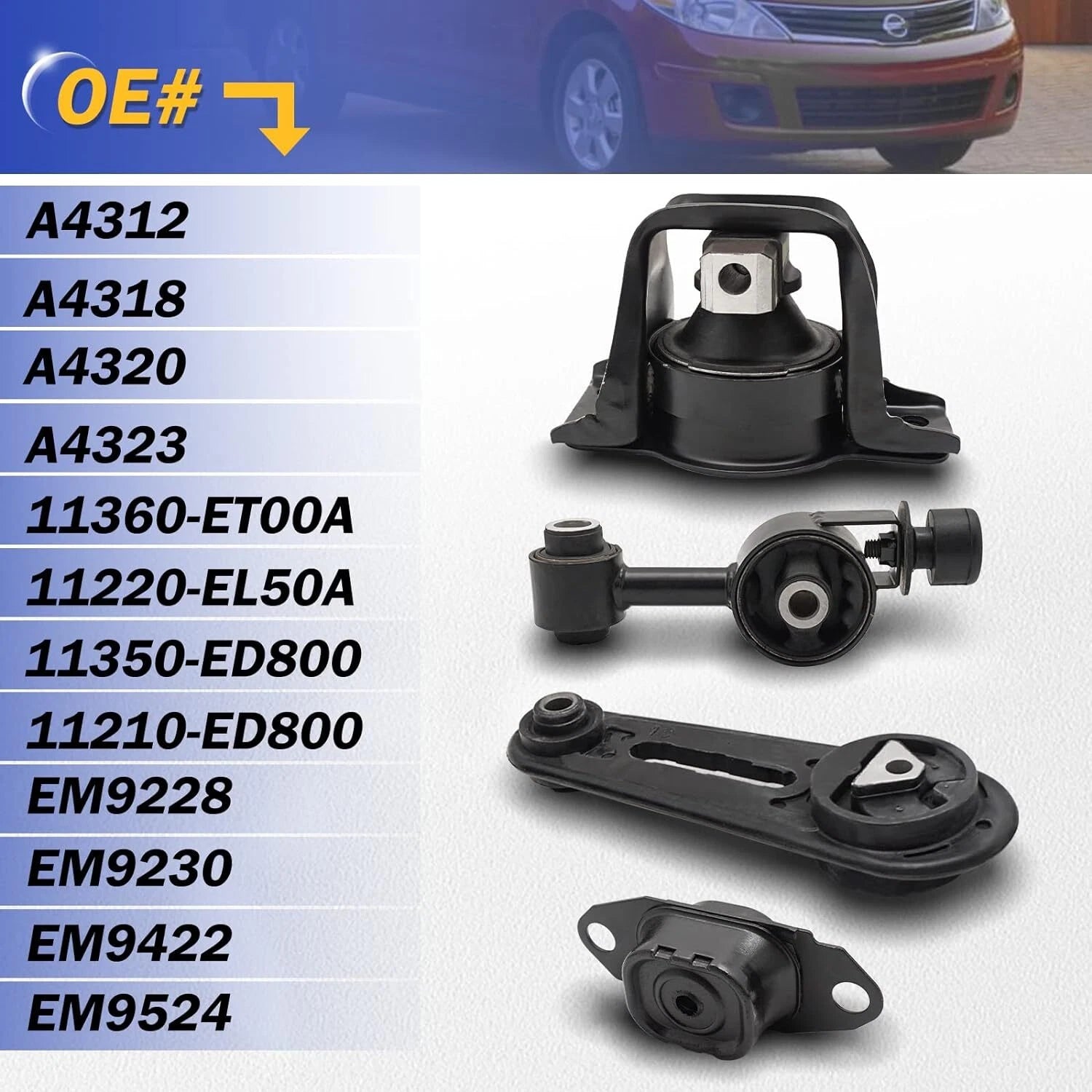 Engine Motor & Trans Mount Set for Nissan Cube/Versa 1.8L (2007–2014)