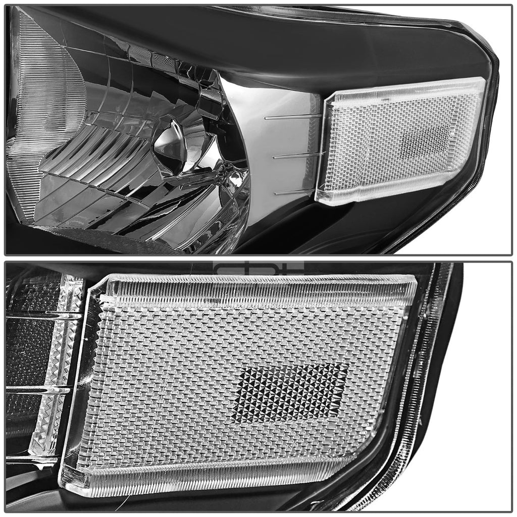Pair of Black Housing Clear Corner Headlights for Toyota Tundra (2014–2021)