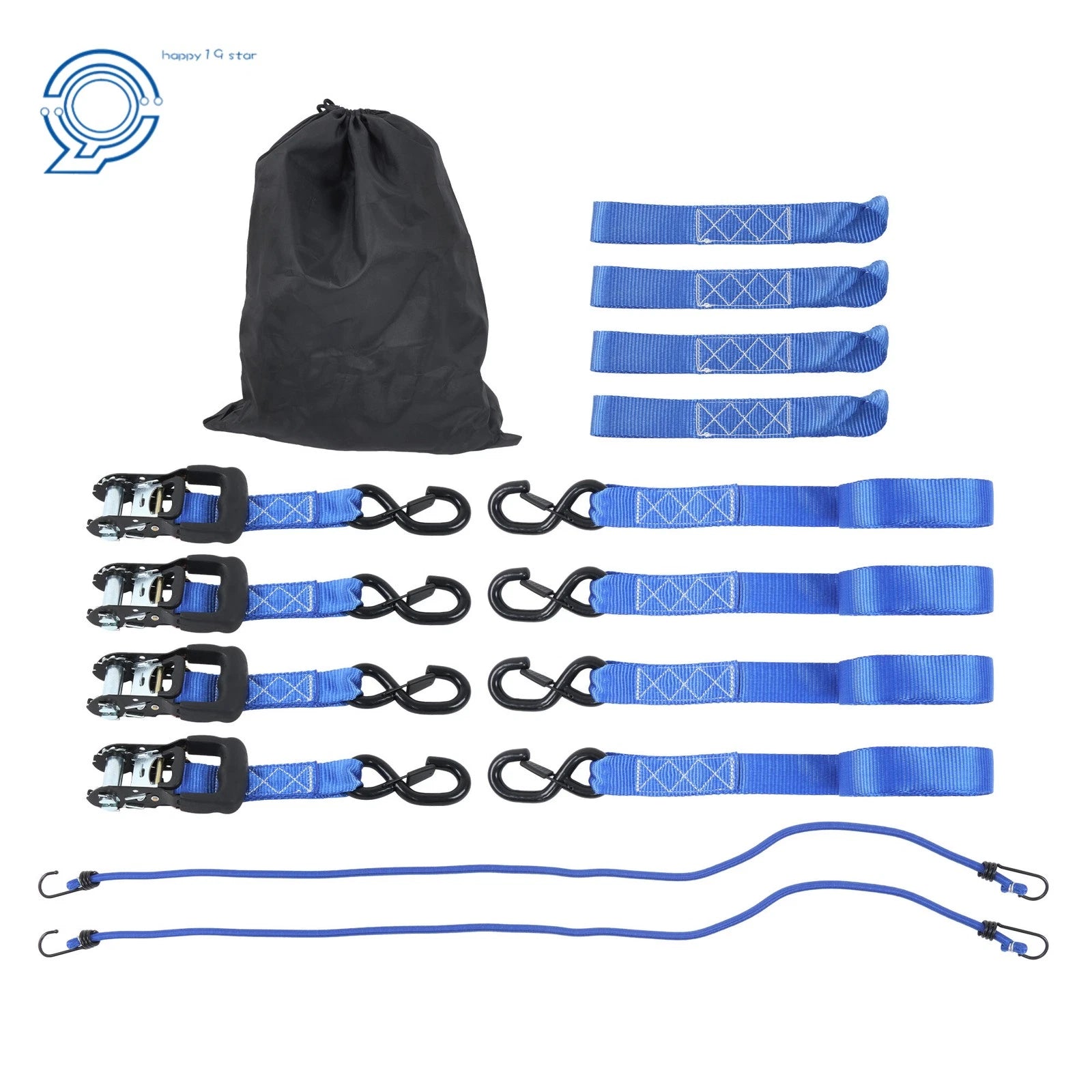 Set of 4 Heavy Duty Ratchet Straps 1.6 Inch x 15 Ft 5208lbs Break Strength