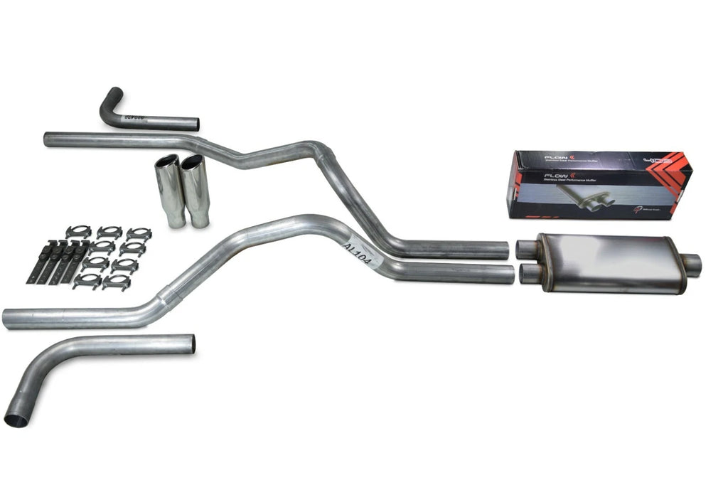 2.5" Dual Exhaust Kit for Chevy GMC 1500 (2007–2014) - Flow II, Clamp On Tips