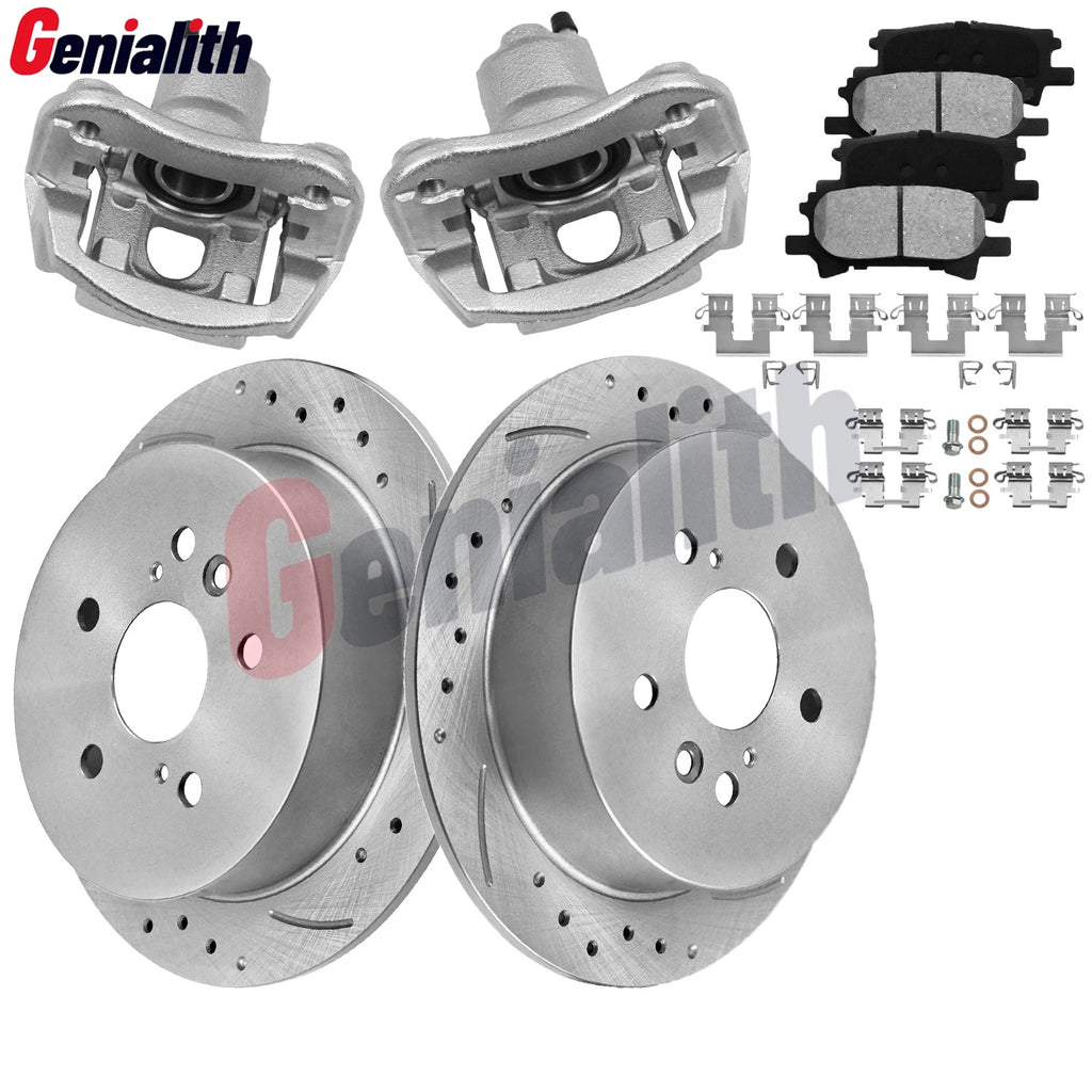Rear Brake Rotor Pads + Calipers for Toyota Highlander (2006–2007) Lexus RX350 (2007–2009)