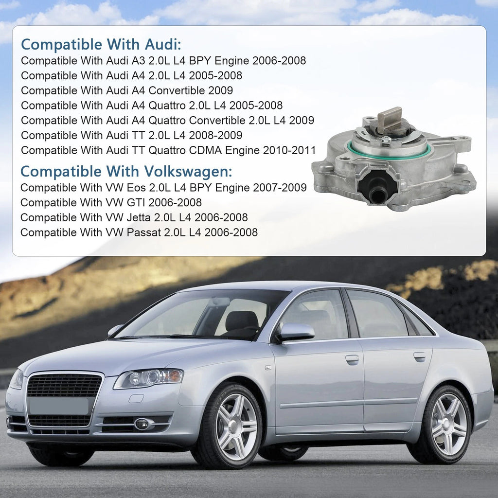 Brake Vacuum Pump for Audi A4 A3 TT Quattro Volkswagen Golf Jetta Passat (2000–2023)