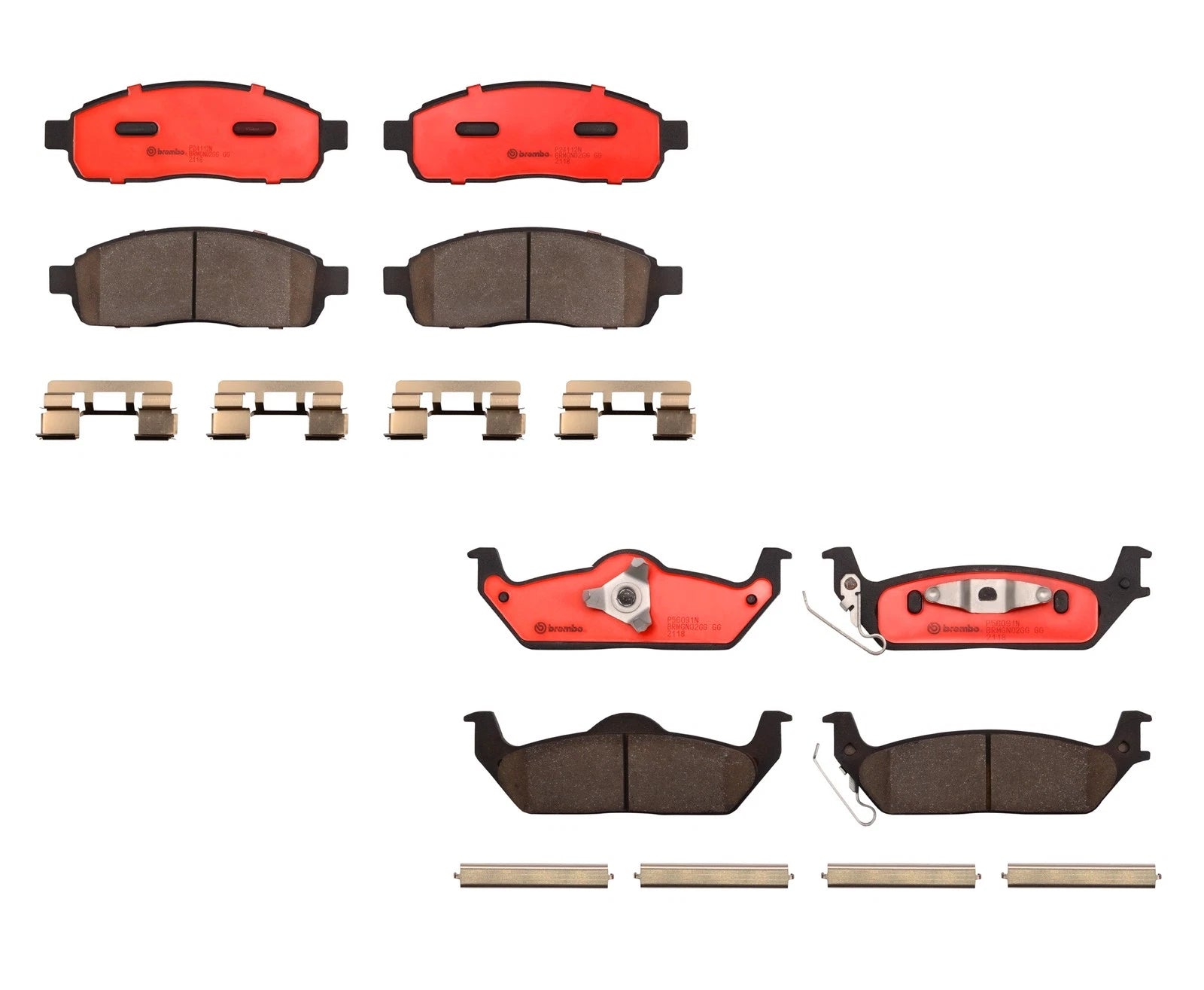 Set of 4 Brembo Ceramic Brake Pads for Lincoln Mark LT, Ford F-150 (2004–2008)
