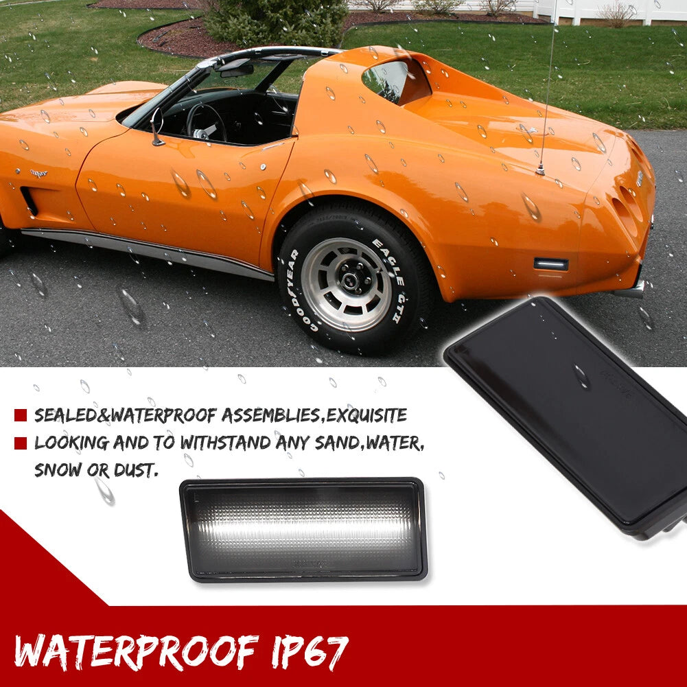 2X Smoke White LED Side Marker Lights for Chevy Corvette C3 (1974–1979)