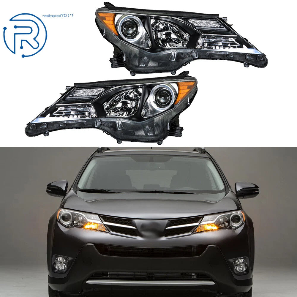 Set of 2 Halogen Headlights for Toyota RAV4 (2013–2015) Black
