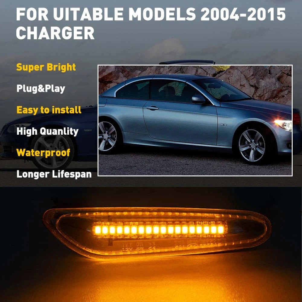 2X LED Side Marker Light Chrome for BMW 1 E82 E88 (2008–2013)