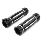Black CNC Billet Aluminum 1" Handlebar Grips for Harley Touring