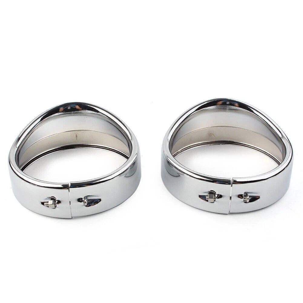 Set of 2 Passing Lights Lamp Trim Ring Bezel Visor Cover for Harley FLHT FLHR Chrome