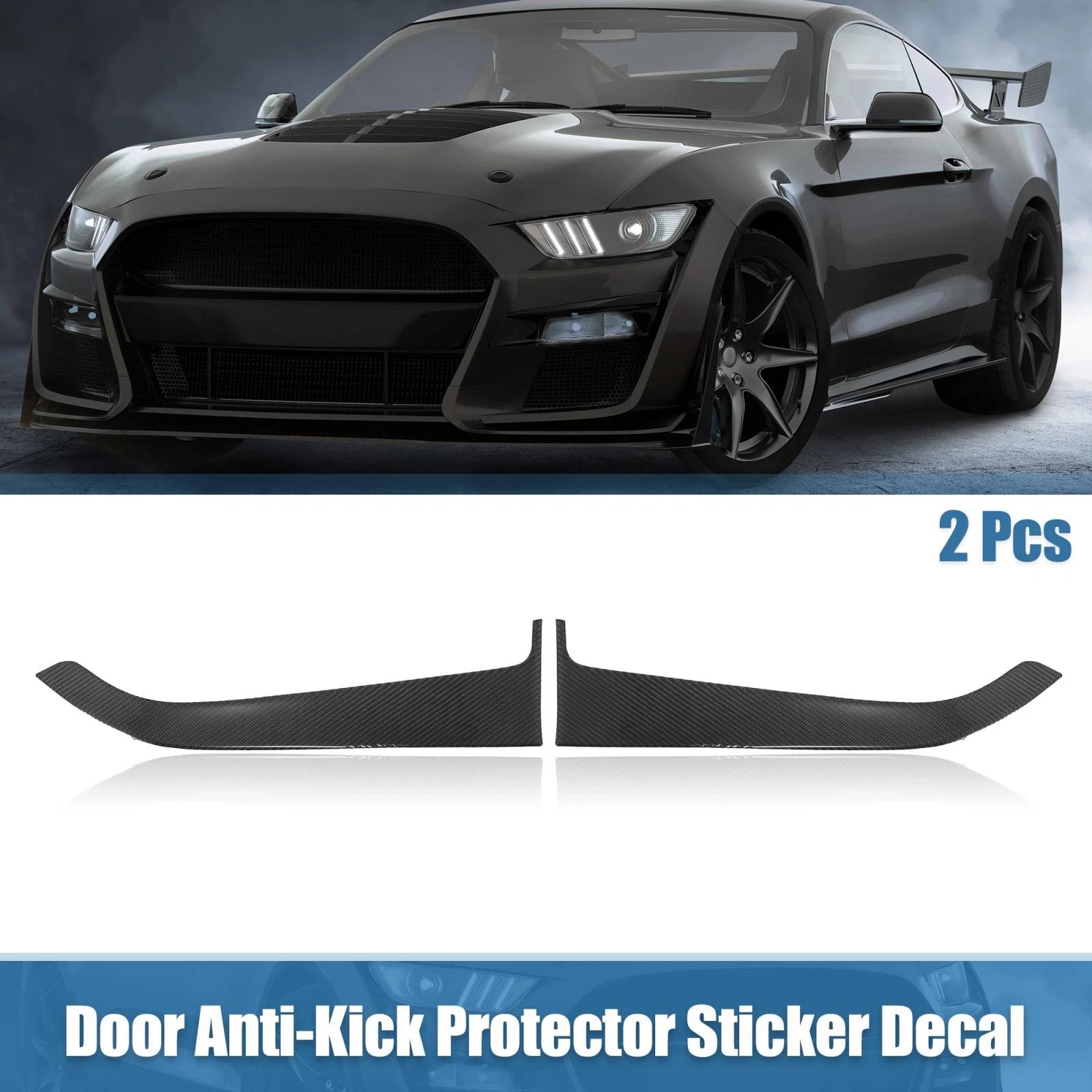 2X Door Panel Guard Protector Stickers for Ford Mustang (2015–2022) Black