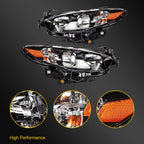 Headlight Assembly Pair for Mazda 6 (2014–2017) Black Housing
