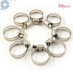 Set of 50 Stainless Steel Hose Clamps for Fuel Line (Adjustable)