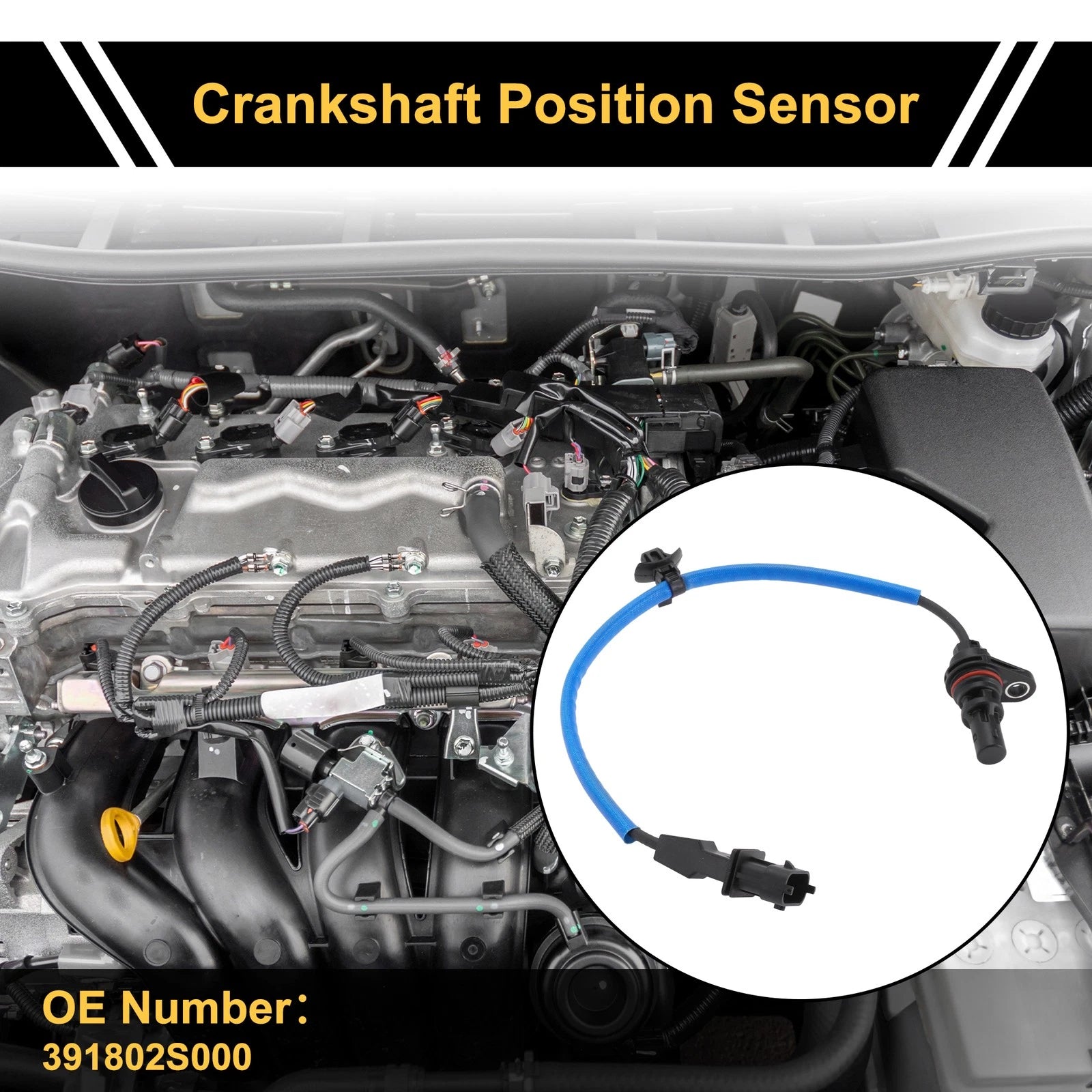 1 Pc Crankshaft Position Sensor No.391802S000 for Hyundai Accent (2020–2022)
