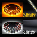 60" White/Amber LED Running Board Light Strip for Truck