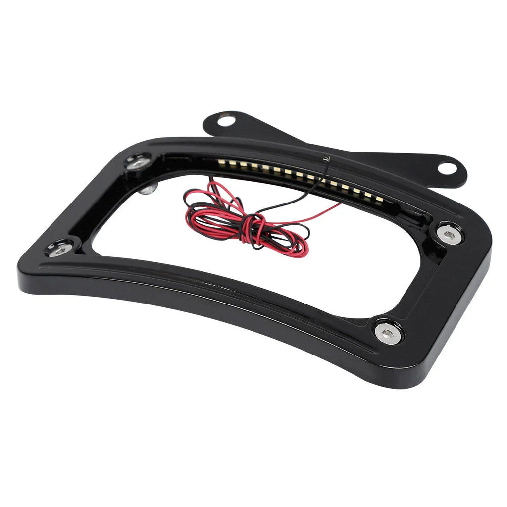 Curved License Plate Frame Mount LED Light for Harley Road Street Glide (2006-2023)
