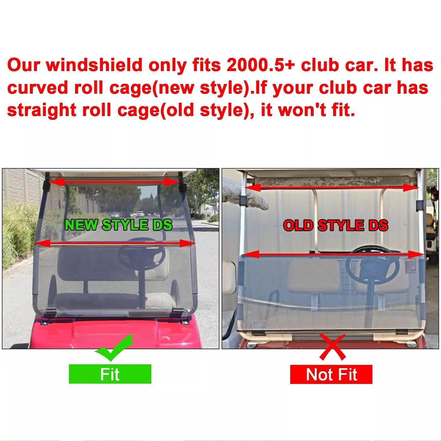Tinted Windshield for Club Car DS (2000.5–UP) Golf Cart