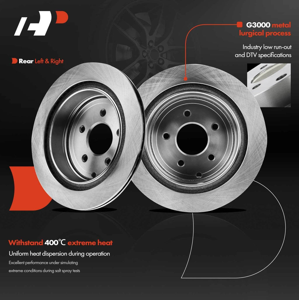 Rear Disc Brake Rotors & Ceramic Pads for Nissan Murano (2003–2007, 2009–2021)