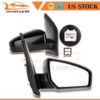 Set of 2 Non-Fold Towing Mirrors for Nissan Sentra (2007–2012) Black