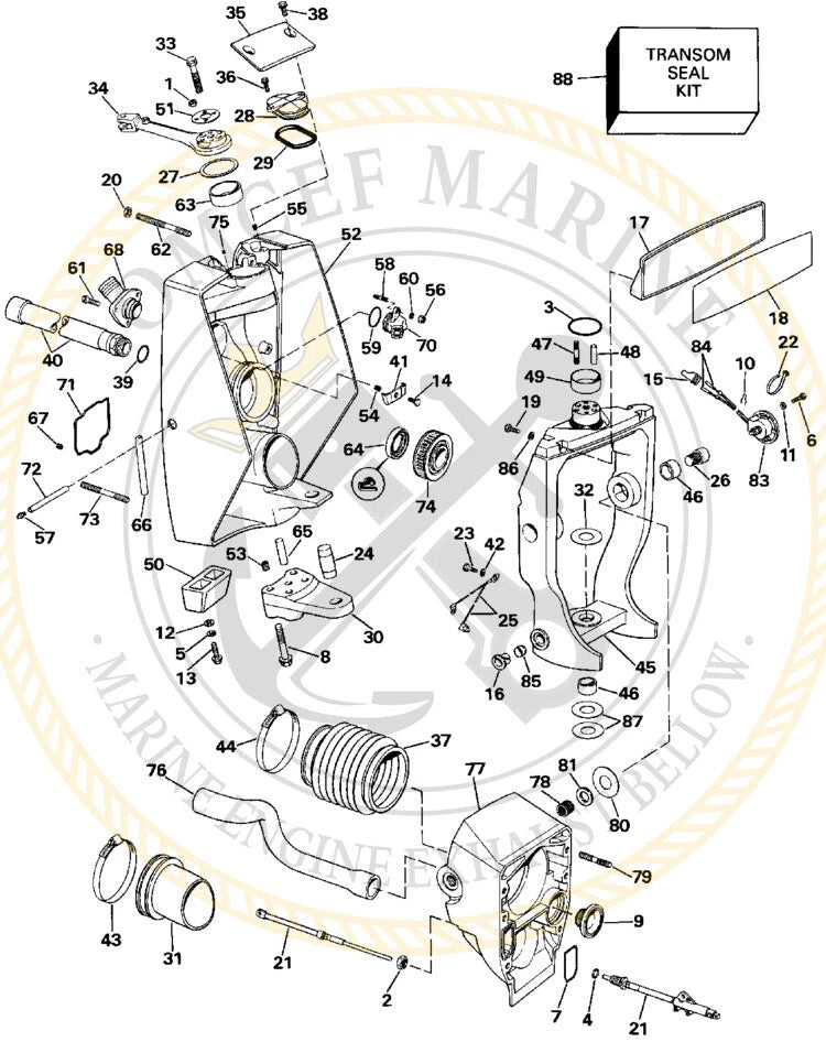 U-Joint Bellow for OMC Stern Drive 3.2/5.7/5.8/7.4/8.2L (0913825, 3852857)