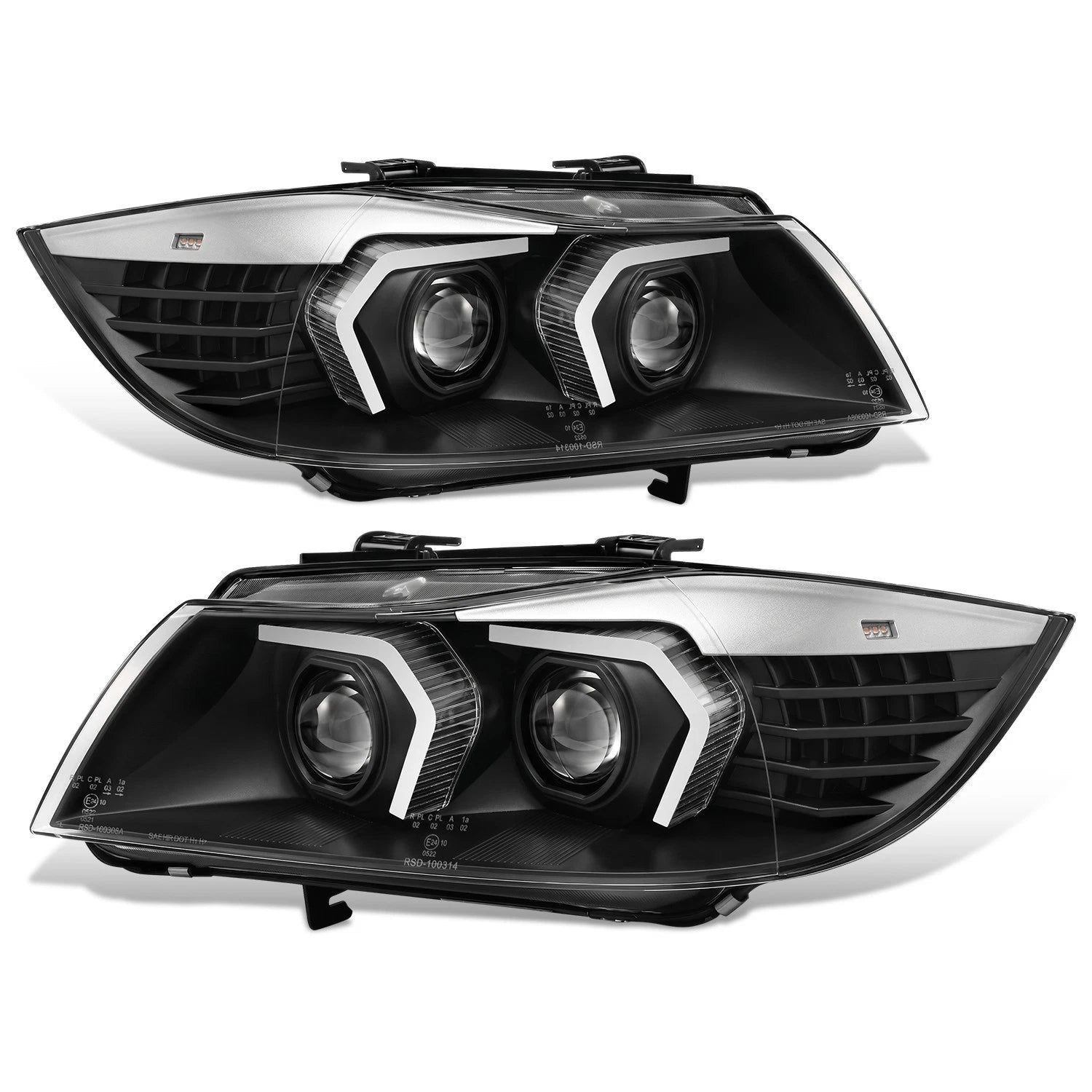 LED Projector Headlight for BMW 323I 2005–2008 (Black Clear, Switchback)
