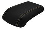 Console Lid Armrest Cover for Ford Escape (2013–2016) Carbon Fiber Beige Stitch