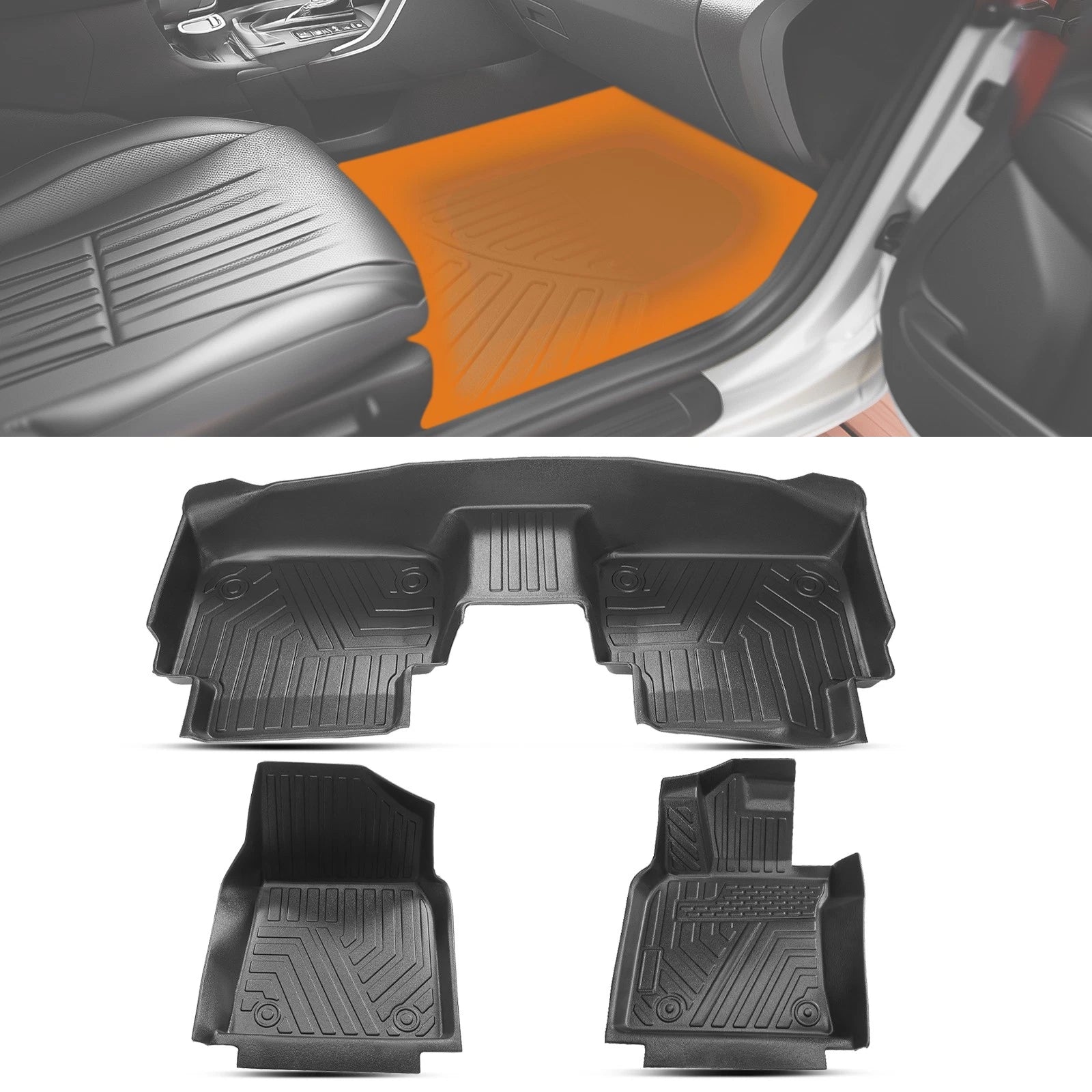 Set of 4 Black TPE All Weather Floor Mats for Toyota Camry (2018–2023)