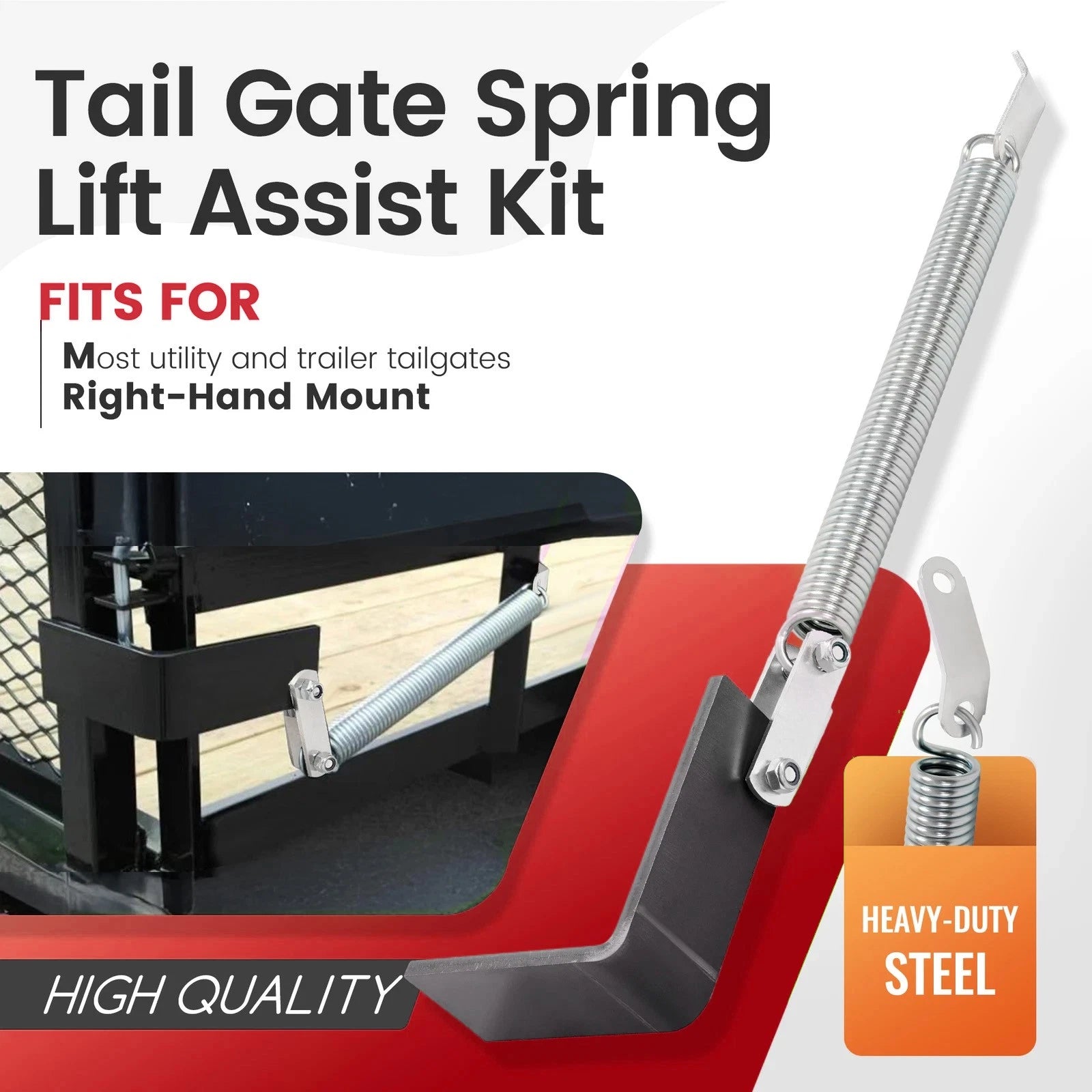 Steel Spring Lift Assist for Trailer & Utility Tailgates (Right Side)