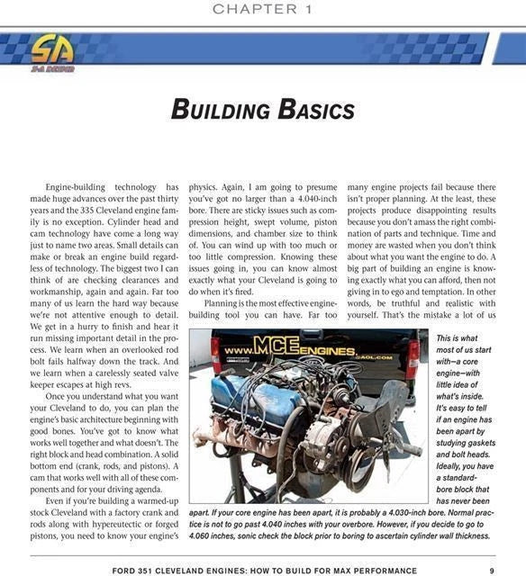 Performance Build Specs Book for Ford 351 Cleveland Engines (1969-1982)