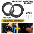 2X Headlight Mount Ring Base Bracket Bucket for Jeep JK Wrangler (2007–2018)